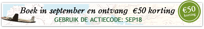 Boek in september en ontvang €50 korting. Gebruik de actiecode SEP18. Boek in september en ontvang €50 korting. Gebruik de actiecode SEP18.