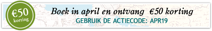 Boek in april en ontvang €50 korting. Gebruik de actiecode APR19. Boek in april en ontvang €50 korting. Gebruik de actiecode APR19.