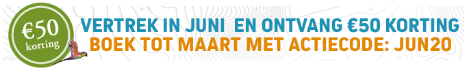 Vertrek in juni en ontvang &eur;50 korting. Boek tot maart met actiecode: JUN20. Vertrek in juni en ontvang &eur;50 korting. Boek tot maart met actiecode: JUN20.